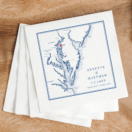 Rock Hall Maryland Map Elegant Navy Blue Wedding Serviette