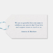 Rock Hall MD Elegant Navy Blue Wedding Willkommen Geschenkanhänger (Rückseite Horizontal)