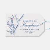 Rock Hall MD Elegant Navy Blue Wedding Willkommen Geschenkanhänger (Vorderseite (Horizontal))