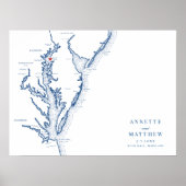 Rock Hall MD Wedding Elegante Karte Gästebuchplaka Poster (Vorne)