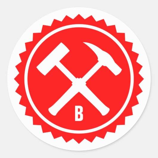 Rock Hammer Abzeichen (Single Initial) Runder Aufkleber (Vorderseite)