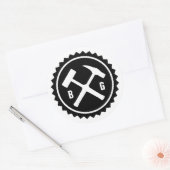 Rock Hammer-Abzeichen (zwei Initialen) Runder Aufkleber (Umschlag)