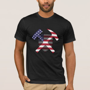 Rock-Hammer-Logo der amerikanischen Flagge Geology T-Shirt