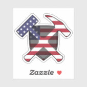 Rock-Hammer-Logo des Geologen - Amerikanische Flag Aufkleber (Blatt)