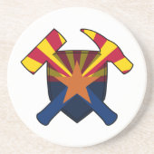 Rock-Hammer-Logo des Geologen mit Arizona-Flagge Getränkeuntersetzer (Vorne)