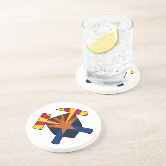 Rock-Hammer-Logo des Geologen mit Arizona-Flagge Getränkeuntersetzer (Seite)