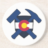 Rock-Hammer-Logo des Geologen mit Colorado-Flagge Getränkeuntersetzer (Vorne)