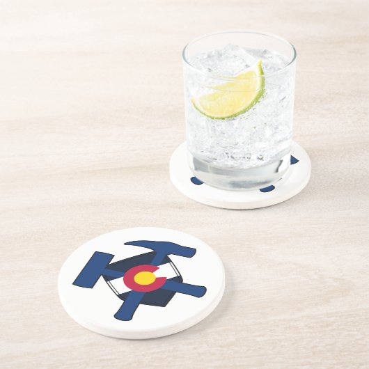 Rock-Hammer-Logo des Geologen mit Colorado-Flagge Getränkeuntersetzer (Seite)