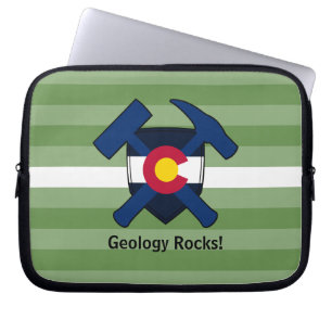 Rock-Hammer-Logo des Geologen mit Colorado-Flagge Laptopschutzhülle