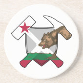 Rock-Hammer-Logo des Geologen mit kalifornischer F Getränkeuntersetzer (Vorne)