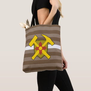 Rock-Hammer-Logo des Geologen mit New Mexico-Flagg Tasche