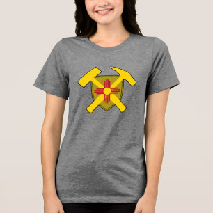Rock-Hammer-Logo des Geologen mit New Mexico-Flagg Tri-Blend Shirt