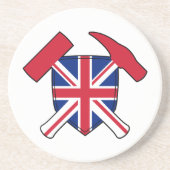 Rock-Hammer-Logo des Geologen mit Union Jack Getränkeuntersetzer (Vorne)