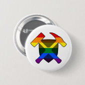 Rock Hammer Shield von Geologist - LGBT Regenbogen Button (Vorne & Hinten)