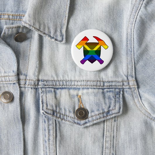 Rock Hammer Shield von Geologist - LGBT Regenbogen Button (Beispiel)