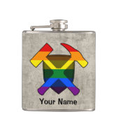 Rock Hammer Shield von Geologist - LGBT Regenbogen Flachmann (Vorderseite)
