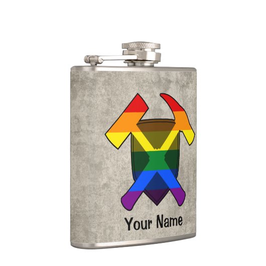 Rock Hammer Shield von Geologist - LGBT Regenbogen Flachmann (Rechts)