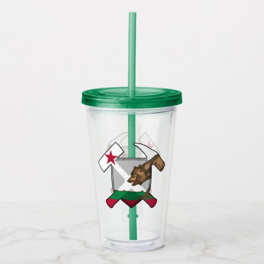 Rock Hammer und California Flag-Logo des Geologen Acryltrinkbecher (Vorderseite)