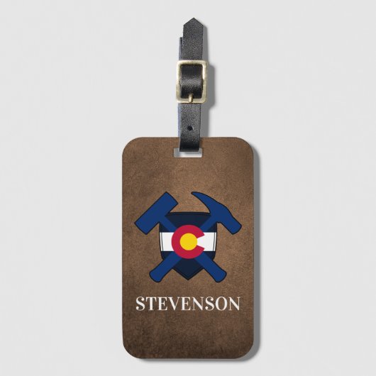 Rock Hammer und Colorado Logo des Geologen Gepäckanhänger (Vorderseite Vertikal)