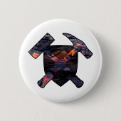 Rock Hammer und Lava Flow Logo des Geologen Button (Vorderseite)
