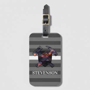 Rock Hammer und Lava Flow-Logo des Vulkanologen Gepäckanhänger