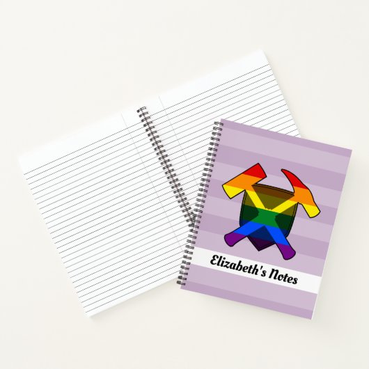 Rock Hammer und LGBT-Regenbogen-Logo des Geologen Notizblock (Innenseite)