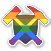 Rock Hammer und LGBT-Regenbogenflagge des Geologen Aufkleber (Vorderseite)
