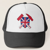Rock Hammer Union Jack Logo des Geologen Truckerkappe (Vorderseite)