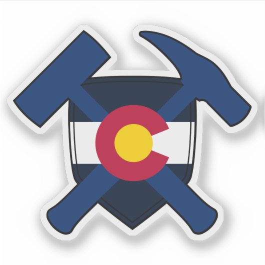 Rock Hammers, Geologist, Colorado State Flag Aufkleber (Vorderseite)