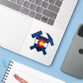 Rock Hammers, Geologist, Colorado State Flag Aufkleber (Laptop mit iPhone)