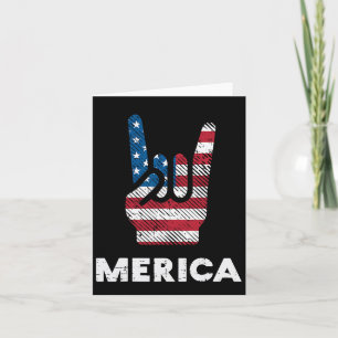 Rock Hand Merica Flag Amerika Rocker Men Karte