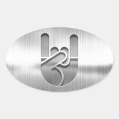Rock Hand Steel Ovaler Aufkleber (Vorderseite)