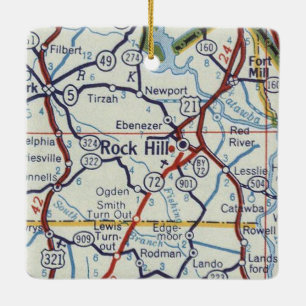 Rock Hill SC Vintage Karte Keramikornament