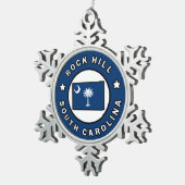 Rock Hill South Carolina Schneeflocken Zinn-Ornament (Rechts)