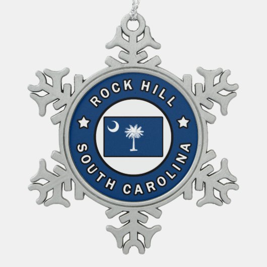 Rock Hill South Carolina Schneeflocken Zinn-Ornament (Vorderseite)