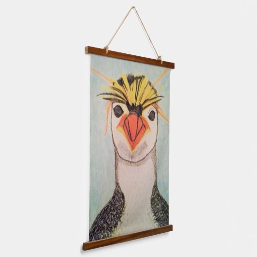 Rock Hopper Penguin Wandteppich Mit Holzrahmen (Gewinkelt)