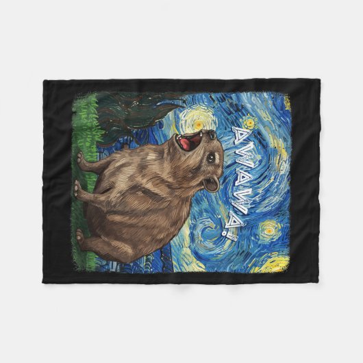 Rock Hyrax Awawa Funny Groundhog Starry Night Van Fleecedecke (Vorderseite (Horizontal))