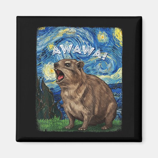 Rock Hyrax Awawa Funny Groundhog Starry Night Van Magnet (Vorne)