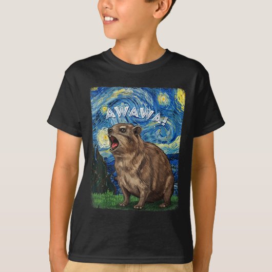 Rock Hyrax Awawa Funny Groundhog Starry Night Van  T-Shirt (Vorderseite)