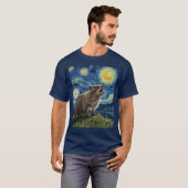 Rock Hyrax Awawa Upset Moon Starry Night Van Gogh T-Shirt (Vorne ganz)