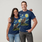 Rock Hyrax Awawa Upset Moon Starry Night Van Gogh T-Shirt (Unisex)