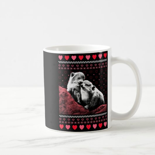 Rock Hyrax Valentine's Day Ugly Sweater Style Kaffeetasse (Rechts)