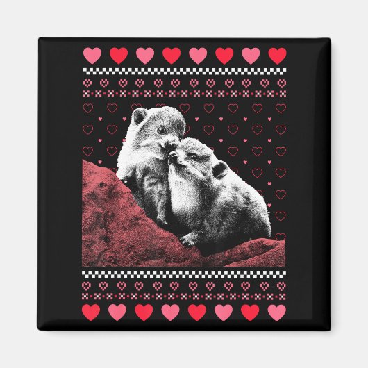 Rock Hyrax Valentine's Day Ugly Sweater Style Magnet (Vorne)