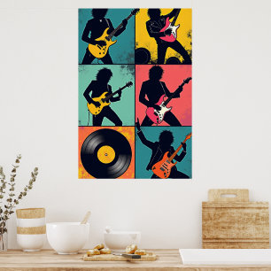 Rock-Ikone Pop-Art-Plakat – Fettes 6-Panel-Raster Poster