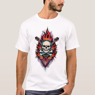 Rock & Ink: Skull und Crossbones Tattoo-T-Shirt T-Shirt