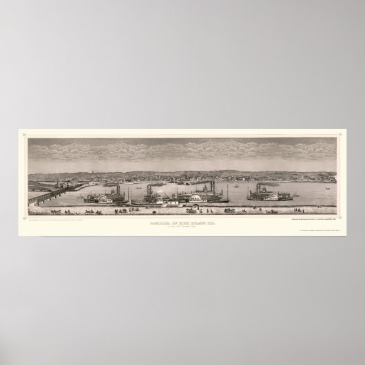 Rock Island, IL Panorama Karte - 1874 Poster (Vorne)