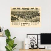 Rock Island, IL Panorama Karte - 1889 Poster (Heimbüro)