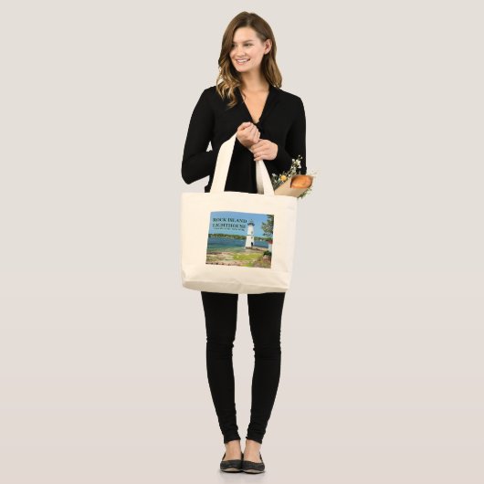 Rock Island Lighthouse, New York Tote Bag Jumbo Stoffbeutel (Vorderseite (Model))