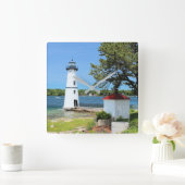 Rock Island Lighthouse, New York Wall Clock Quadratische Wanduhr (Zuhause)