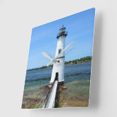 Rock Island Lighthouse, New York Wall Clock Quadratische Wanduhr (Winkel)